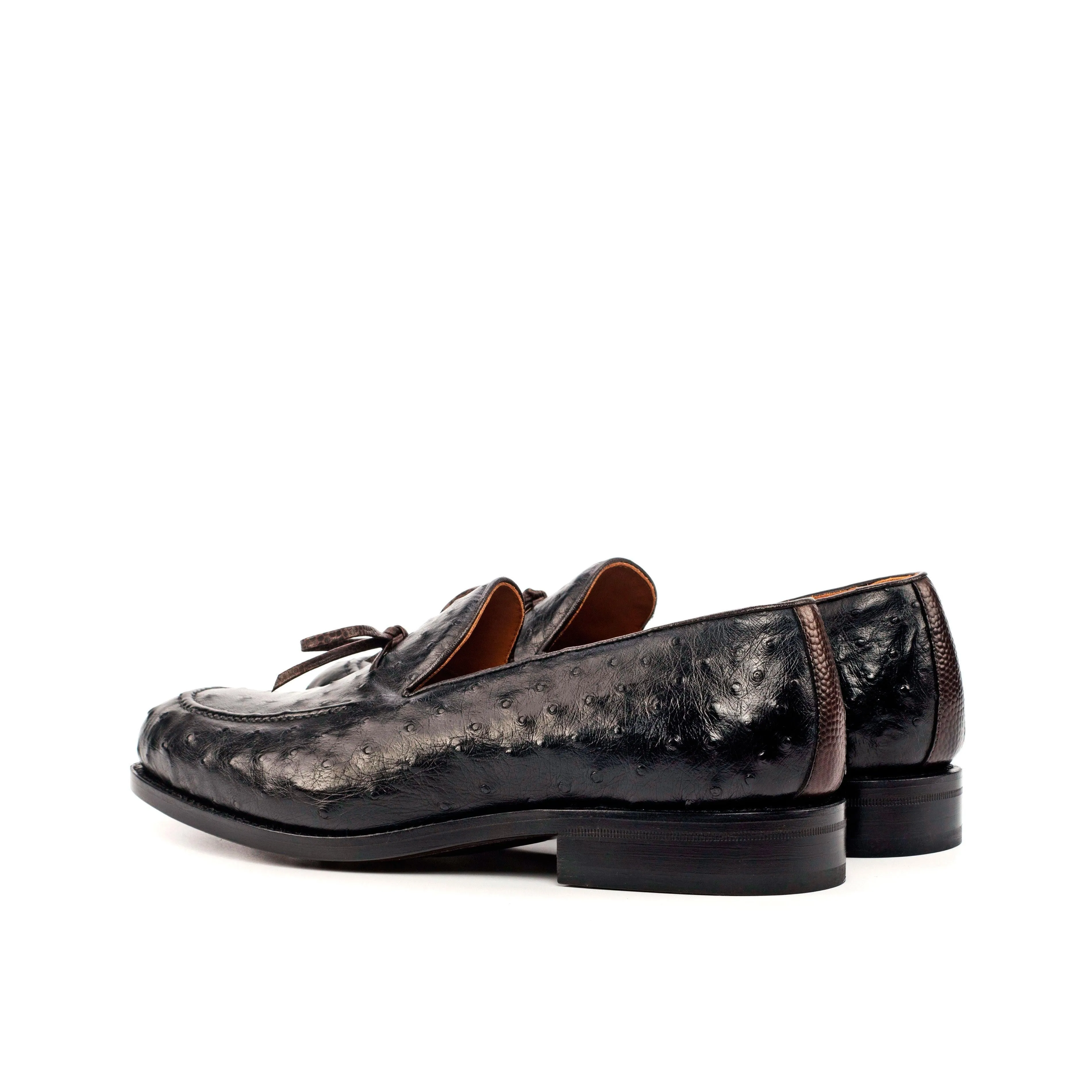 Black Ostrich Laced Loafer Hush Puppies Penny Loafers