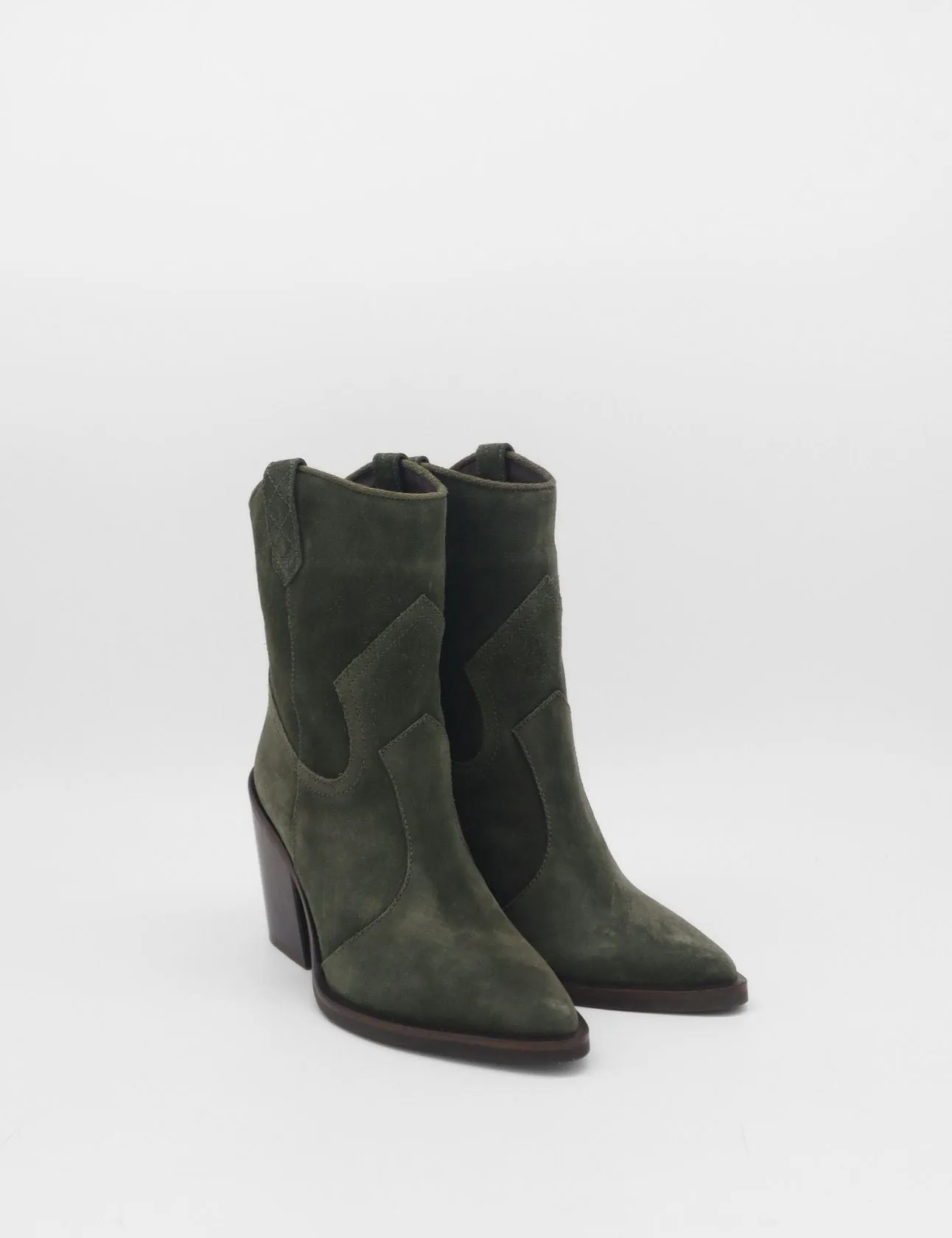 Strength western cowboy boots in olive suede leather womens shoes Pus N Boots