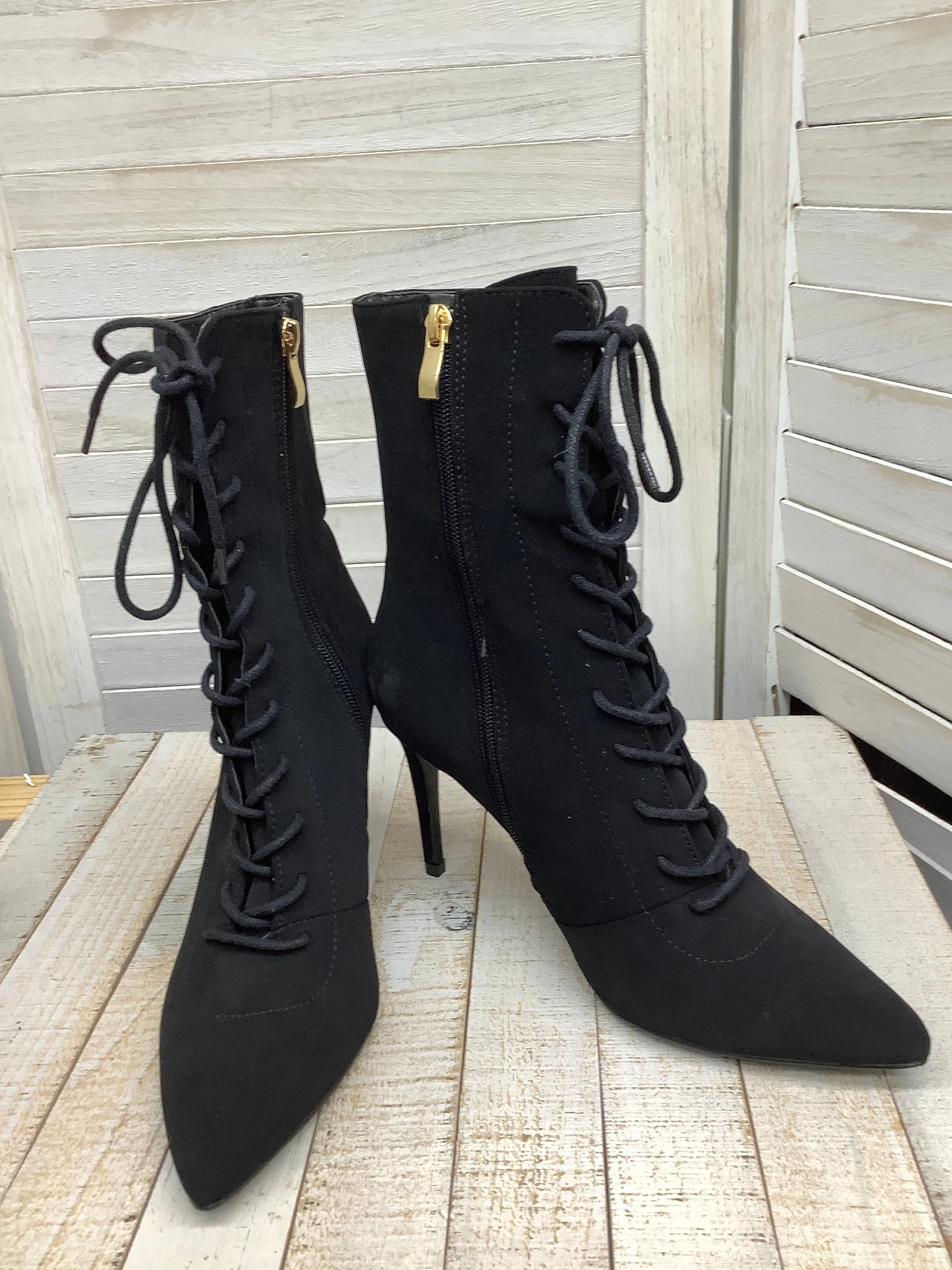 Boots Ankle Heels By Express  Size: 8 Fur Trim Ankle Boots