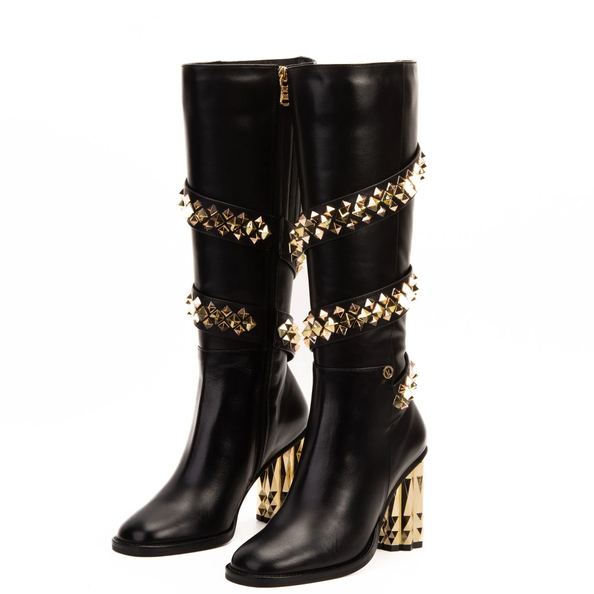 The Gladiator Black Leather Knee High Women Boot Reflect Boots