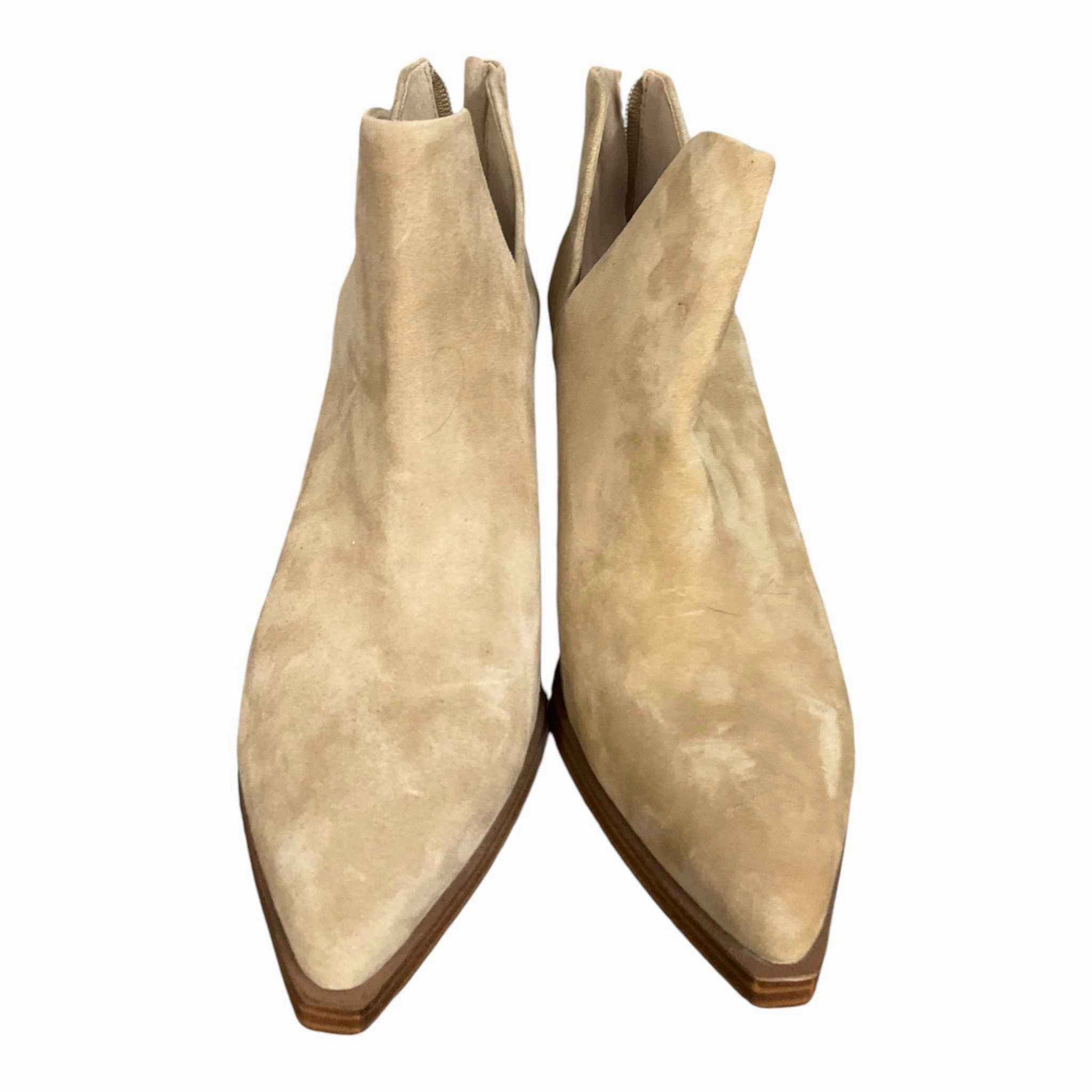 Plain Ankle Boots Boots Ankle Heels By Vince Camuto In Beige, Size: 10