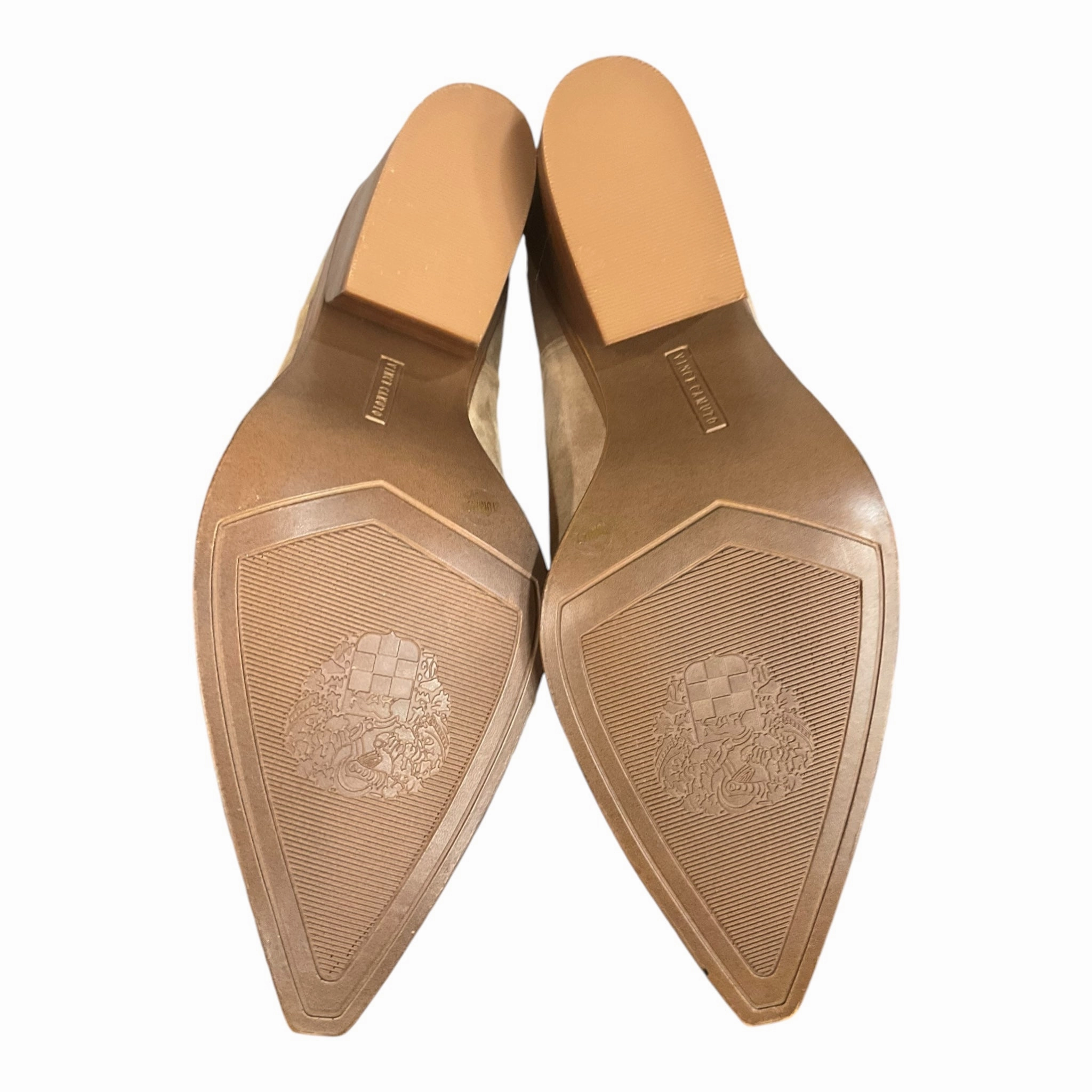 Water-repellent Suede Faux Fur Ankle Boots Boots Ankle Heels By Vince Camuto In Beige, Size: 10