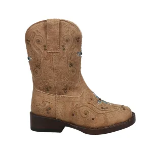 Para Boots Faith Rhinestone Inlay Square Toe Cowboy Boots (Toddler)