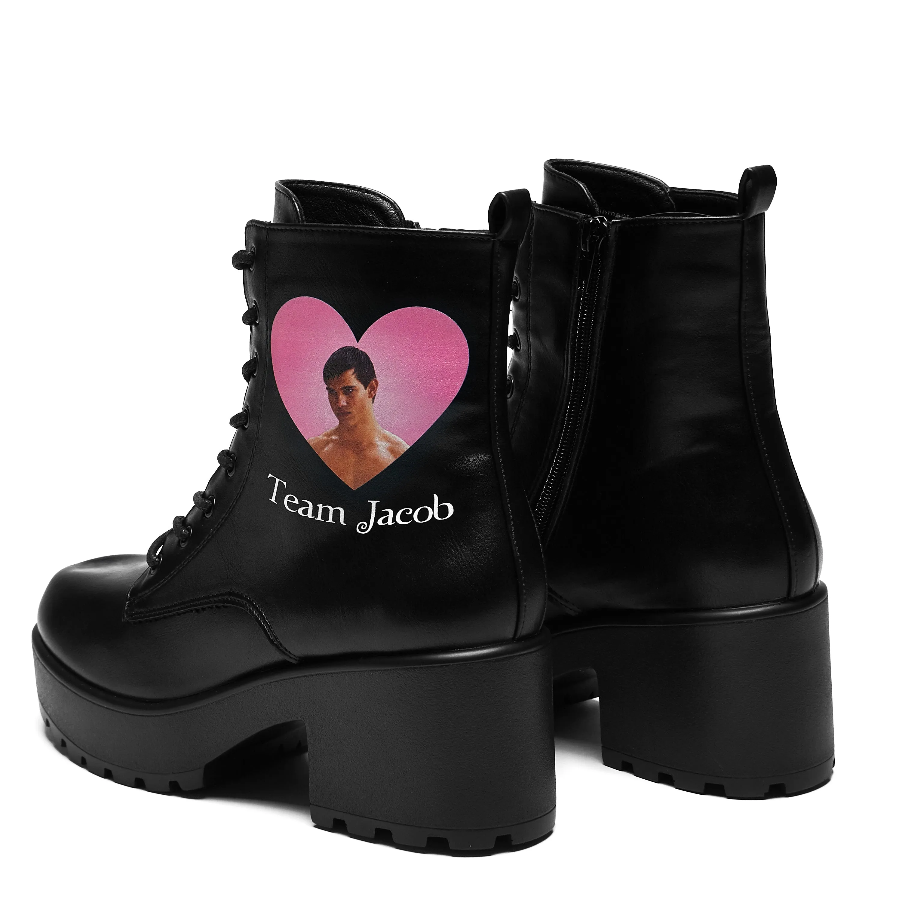 Team Jacob Military Boots Metal Trim Block Heel Ankle Boots