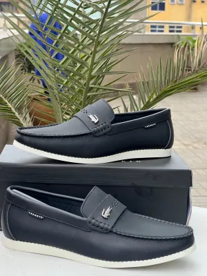 Loafers Wedge Heel Lacoste Mens Loafers  Black with White Sole