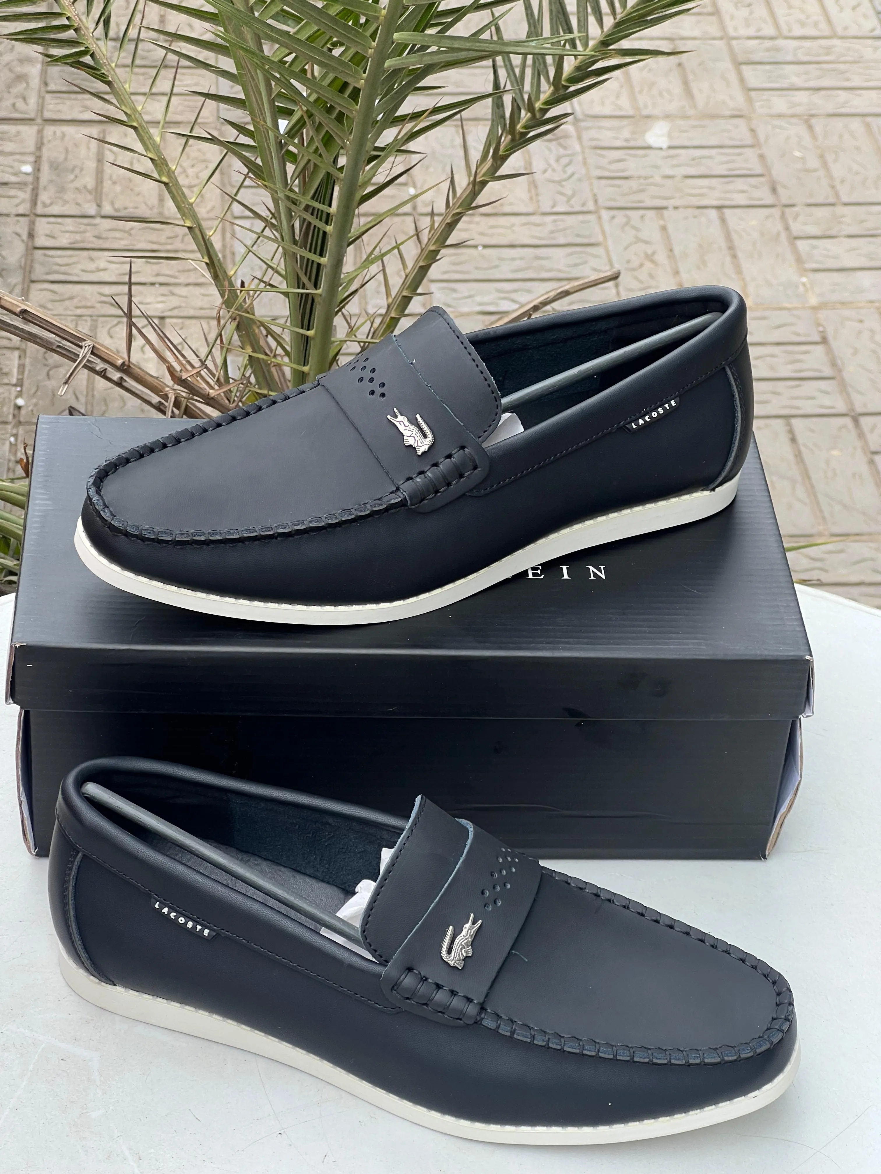 Giorgio Brutini Shoes Loafers Lacoste Mens Loafers  Black with White Sole