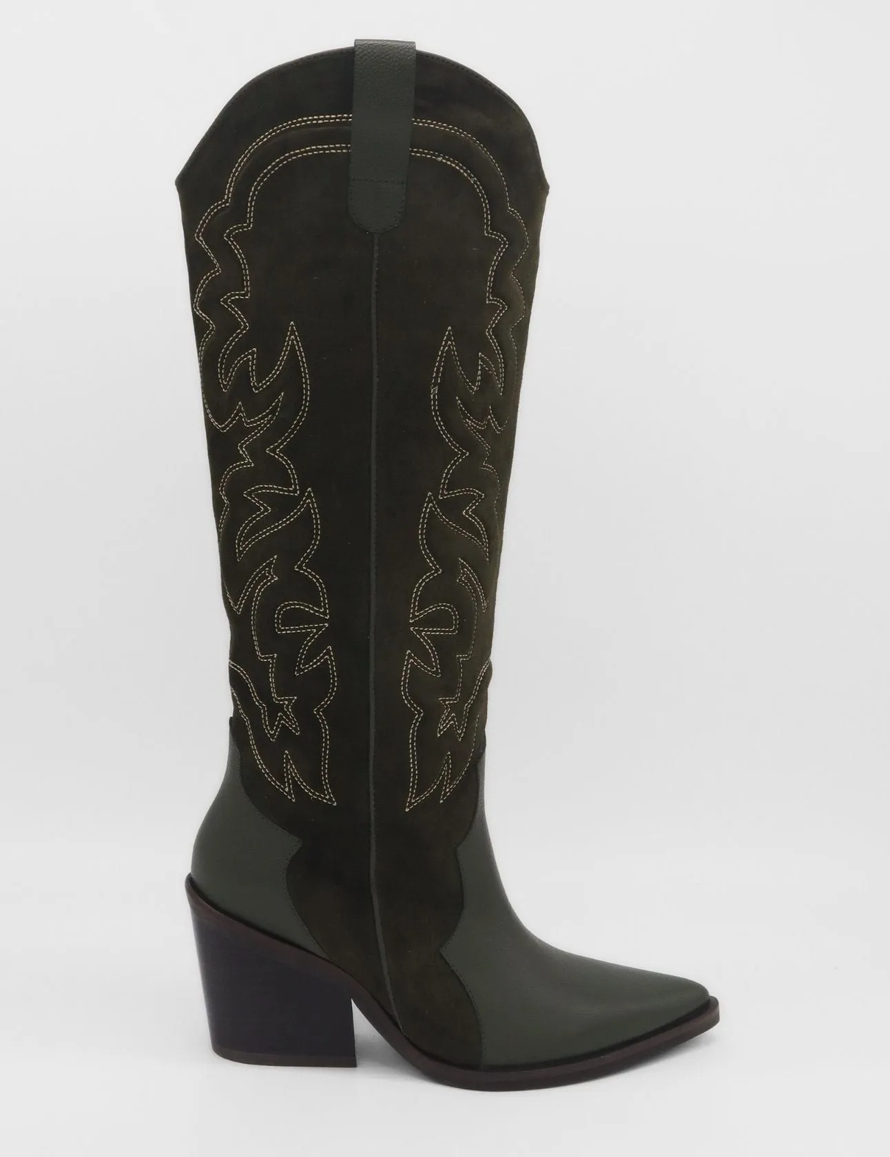 Pictures Of Cowboy Boots Getty western knee-high tall boots in olive suede leather women's shoes