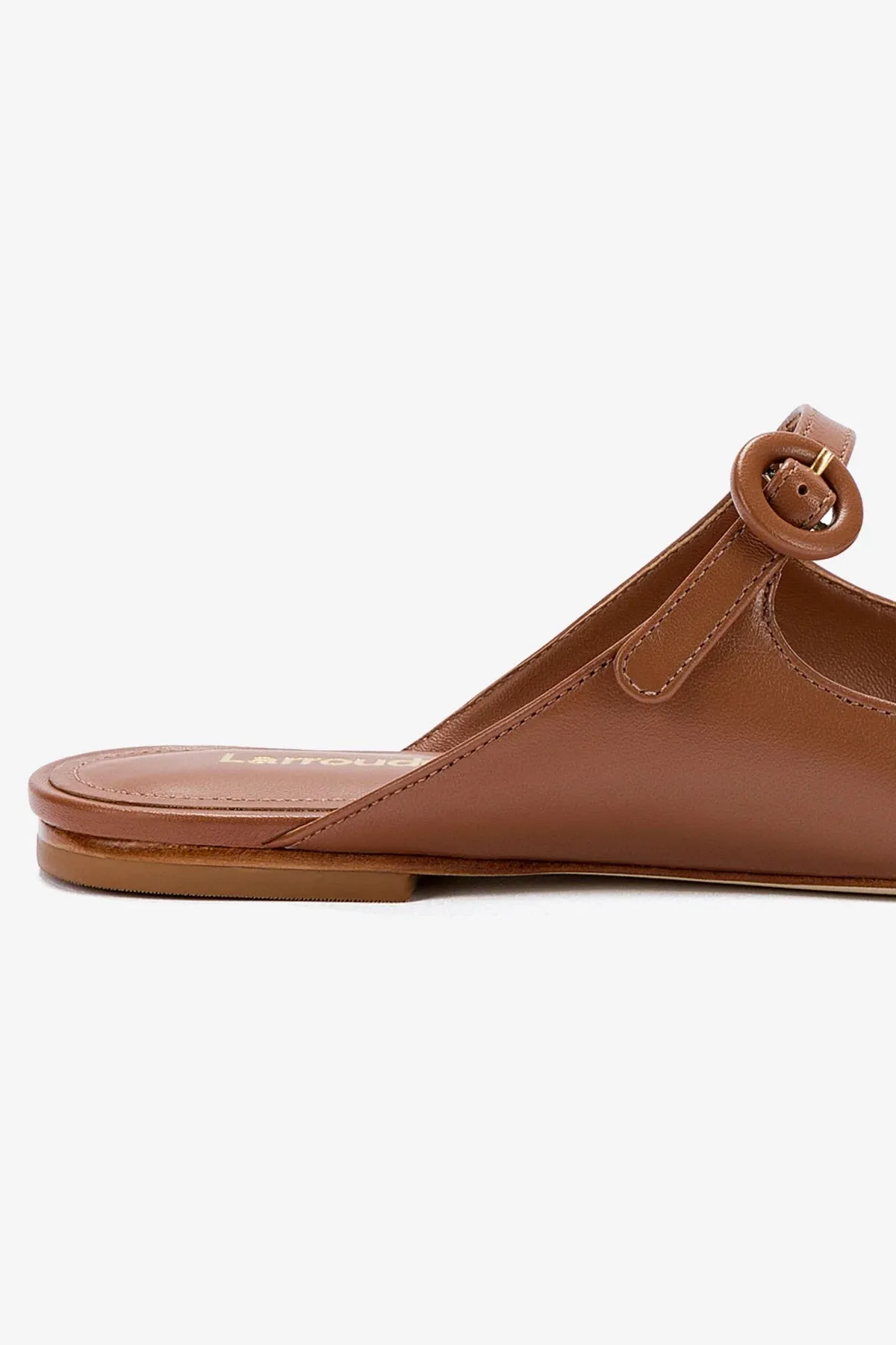 Flat Wide Feet Shoes Blair Flat Mule In Caramel Leather