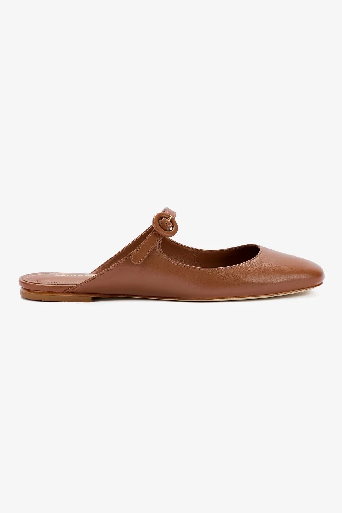 Simple Flat Shoes Blair Flat Mule In Caramel Leather