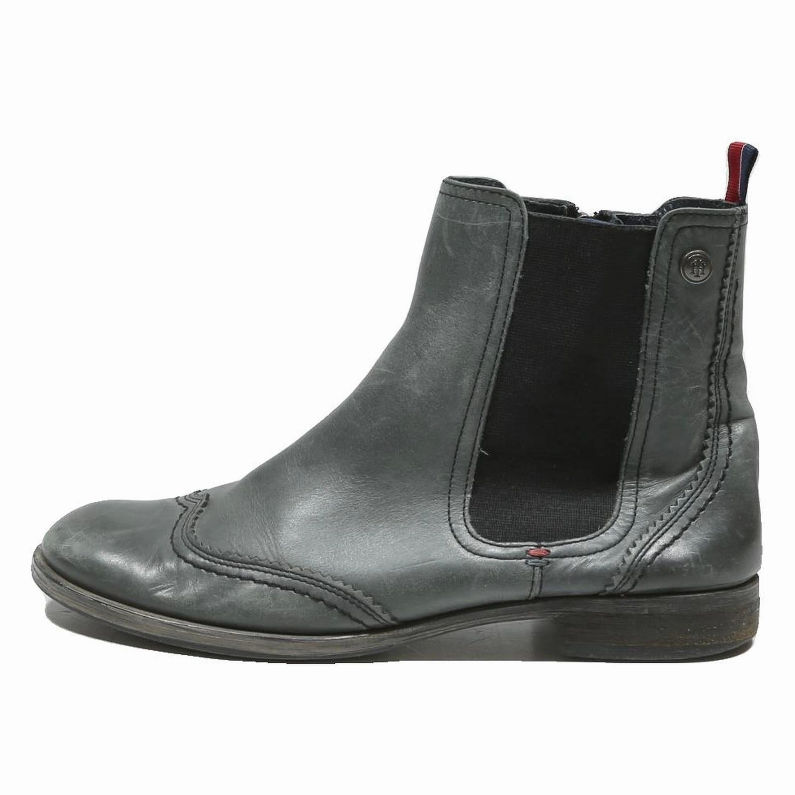 TOMMY HILFIGER Womens Chelsea Boots Leather Grey UK 6 Classic Smart Comfort Target Rain Boots