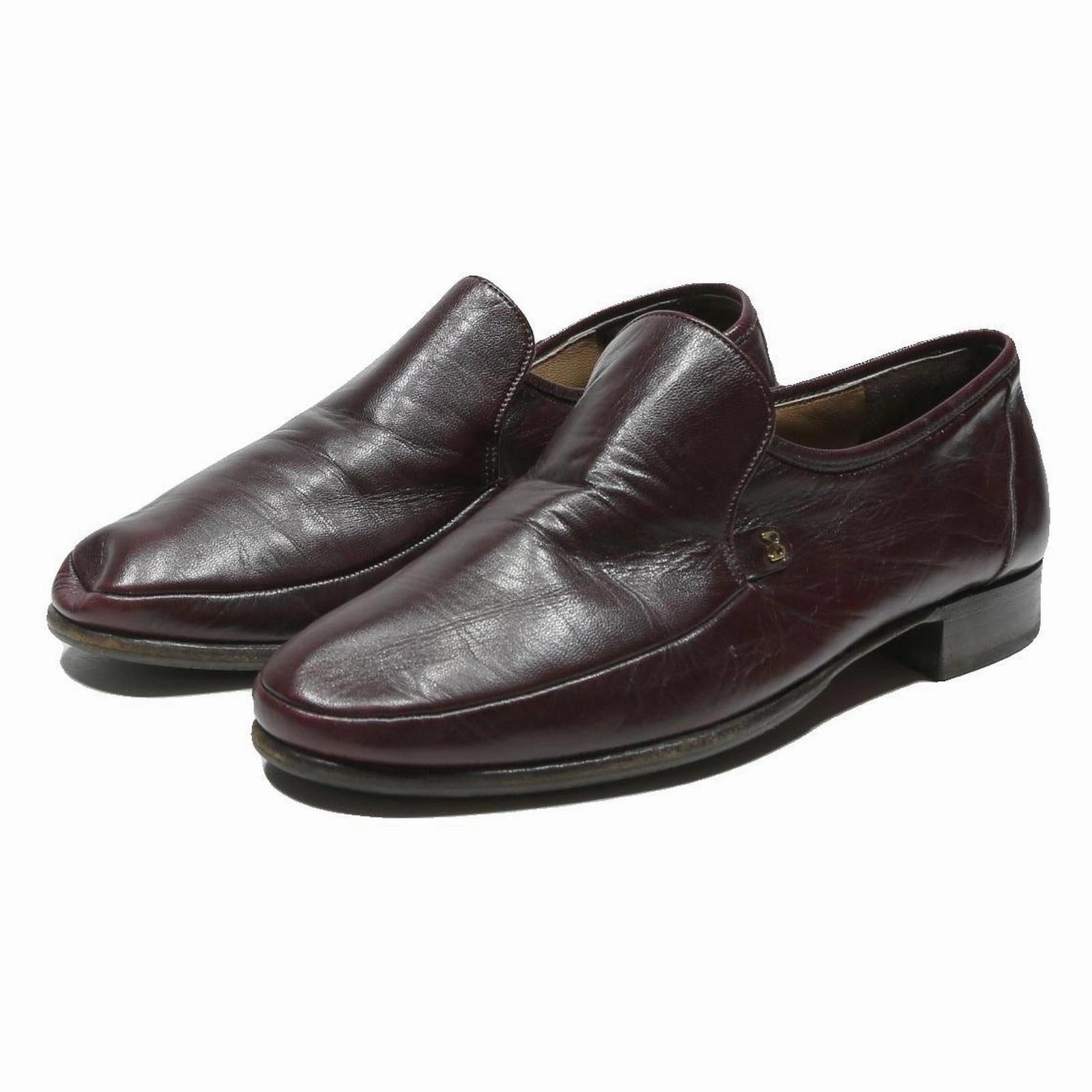 BALLY Leather Loafers Mens Shoes Brown Leather UK 8 Classic Slip-On Formal Dress Loafers With Stars