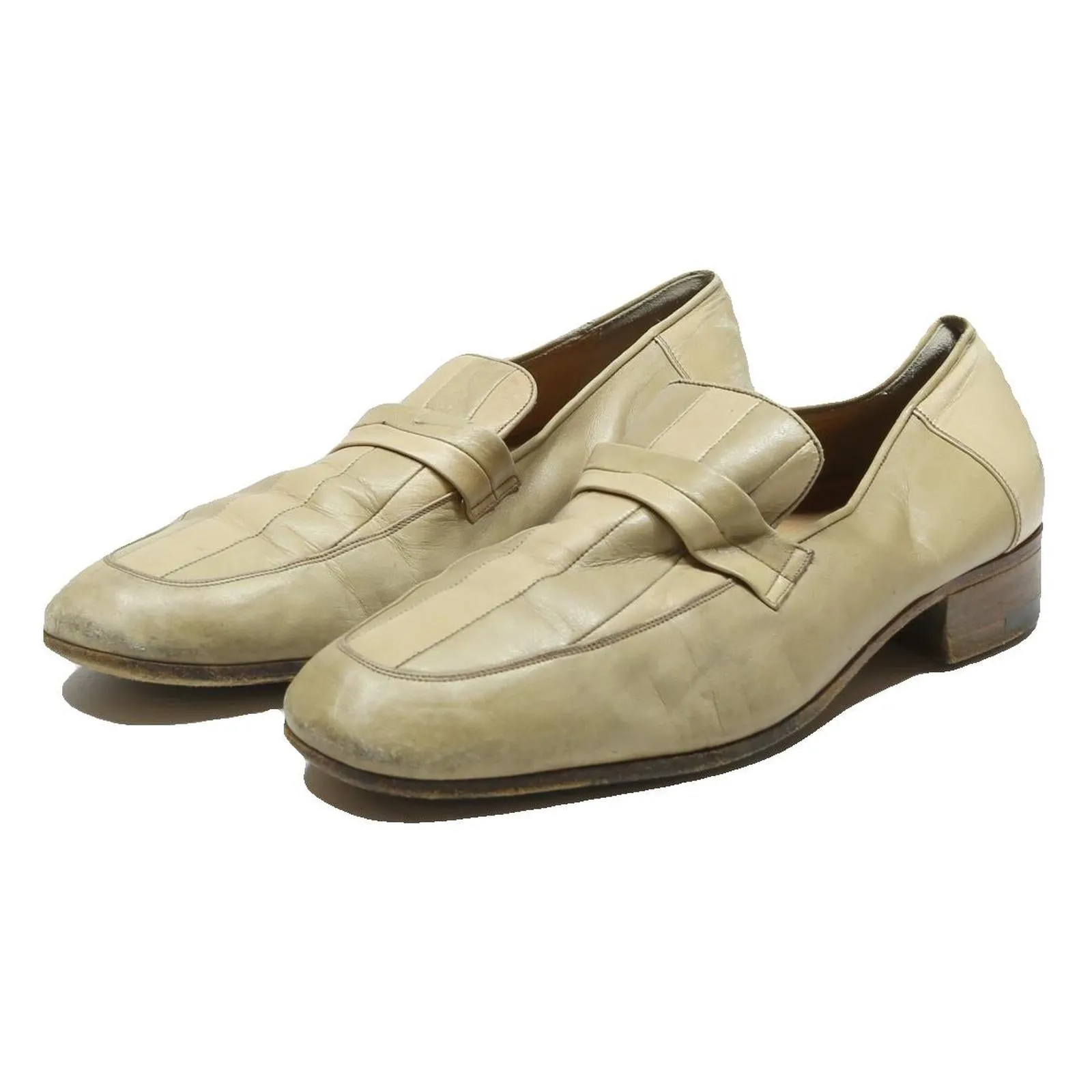 Loafers Station WALLES Womens Classic Leather Loafers Cream UK 8.5 Elegant Slip-On Footwear