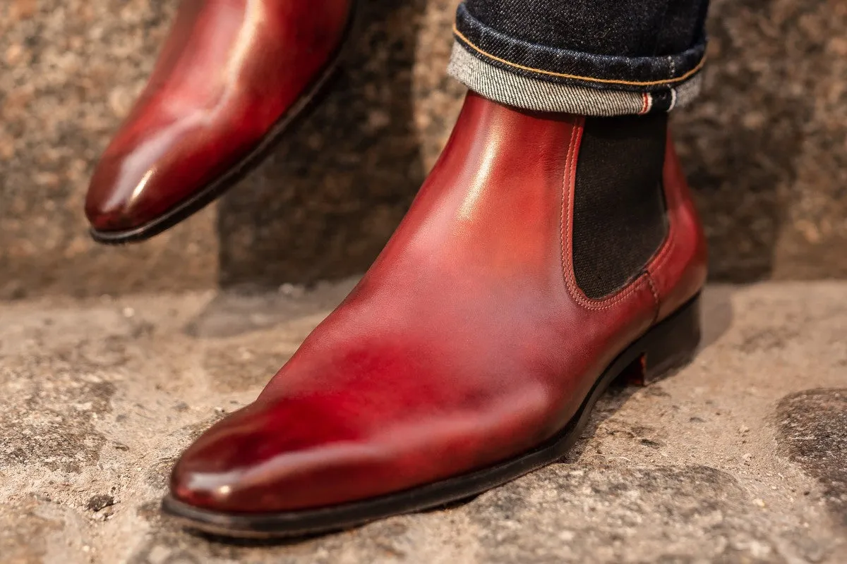 The Dean Chelsea Boot - Oxblood Faux Fur For Boots