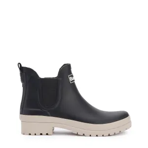 Leather Boots Barbour Womens Mallow Chelsea Welly Black/White Pepper