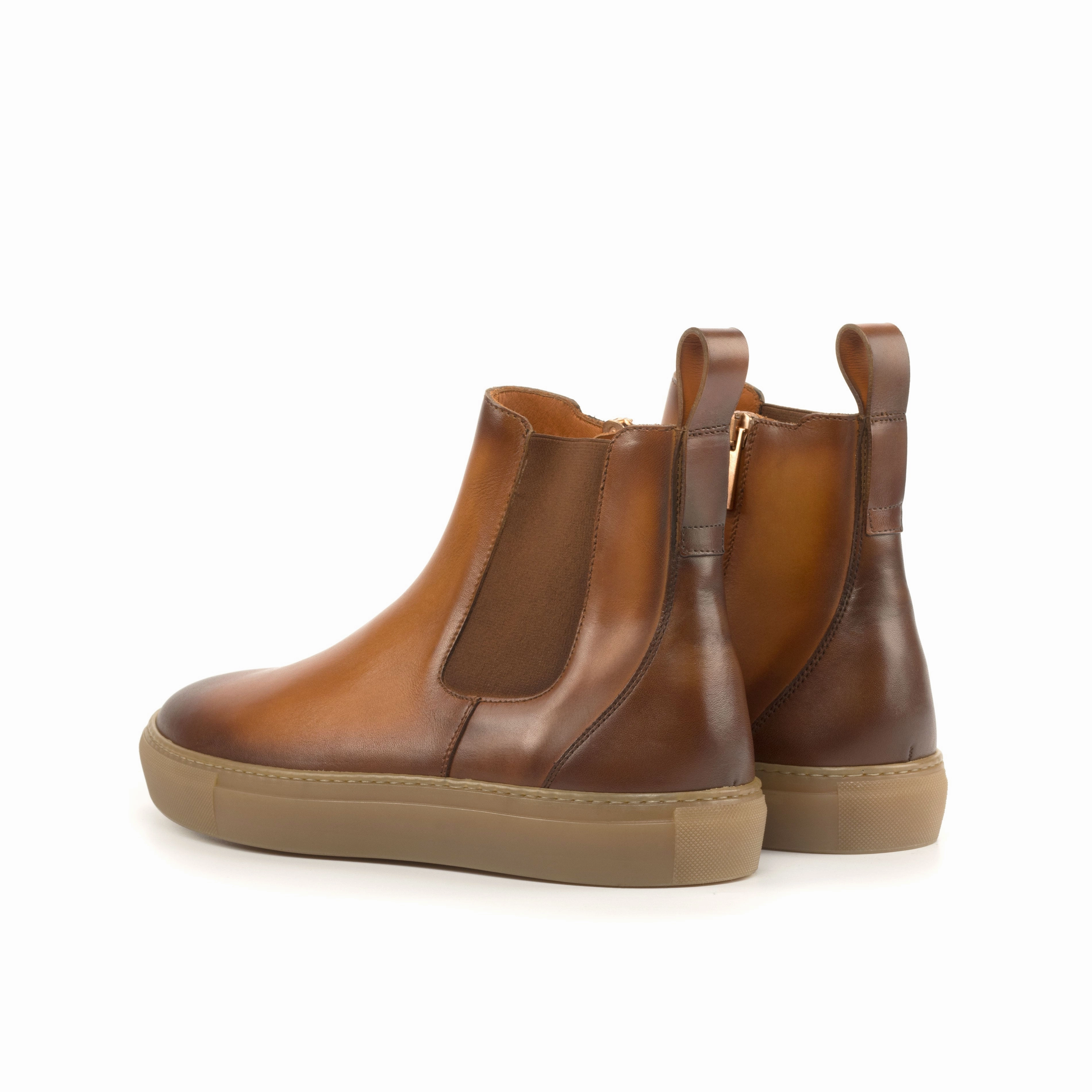 Boots Miu Miu Cognac & Medium Brown Calf Chelsea Sneaker Boots