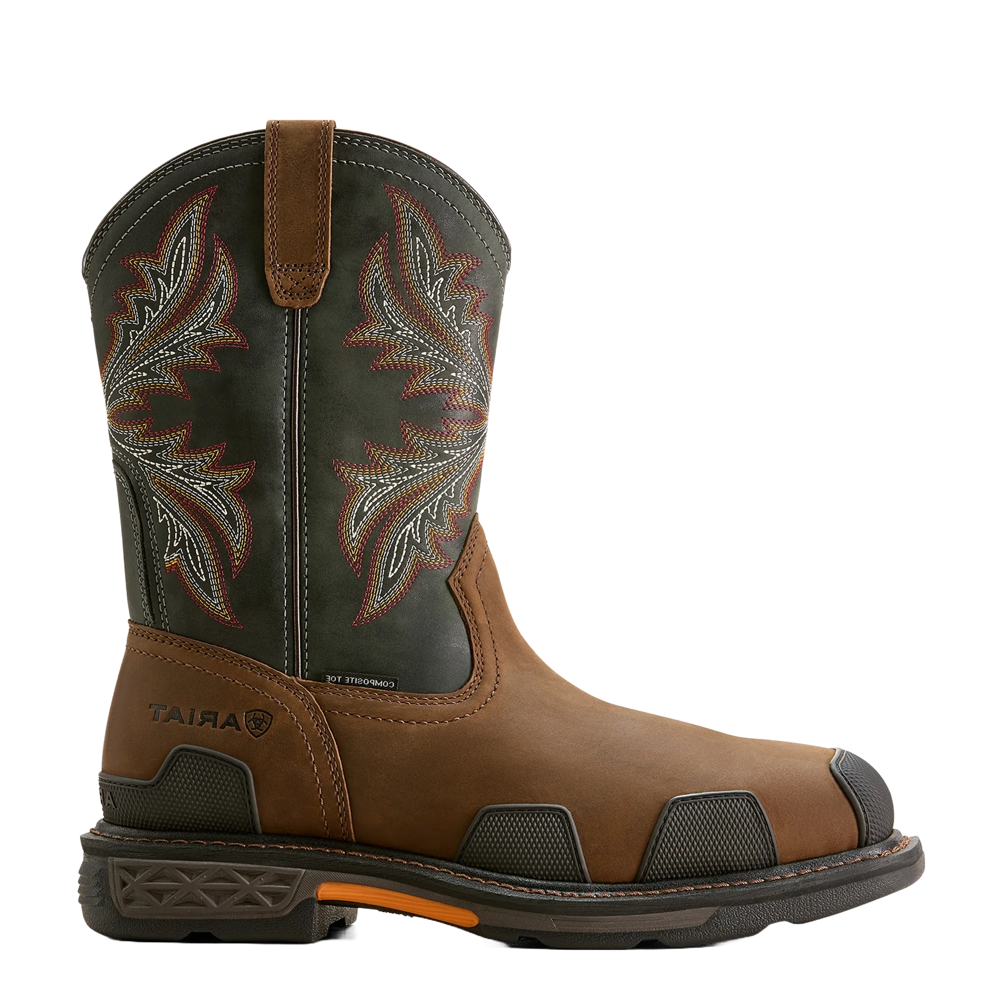 Frye Western Cowboy Boots Ariat Men's OverDrive Composite Square Toe Pull-On Work Boots 10053644