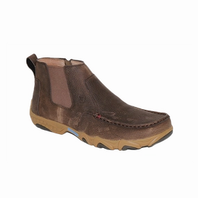 Twisted X Men's 4" Chelsea Driving Moc Root Beer Shoes MDMX001 Snakeskin Ankle Boots