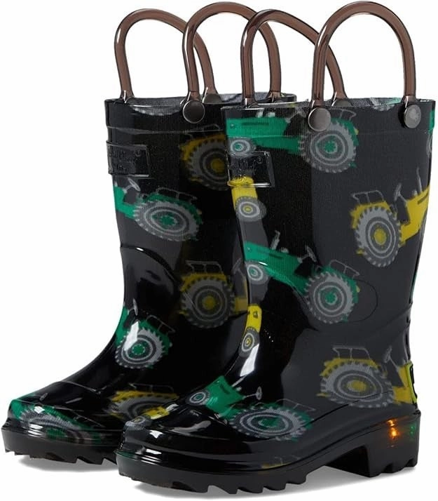 Western Chief Tractor Lighted Kids Multi Mid Calf Pull On Rain Boots FD1444 Field Boots
