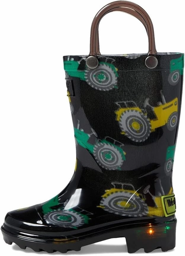 Western Chief Tractor Lighted Kids Multi Mid Calf Pull On Rain Boots FD1444 Beastmaster Boots