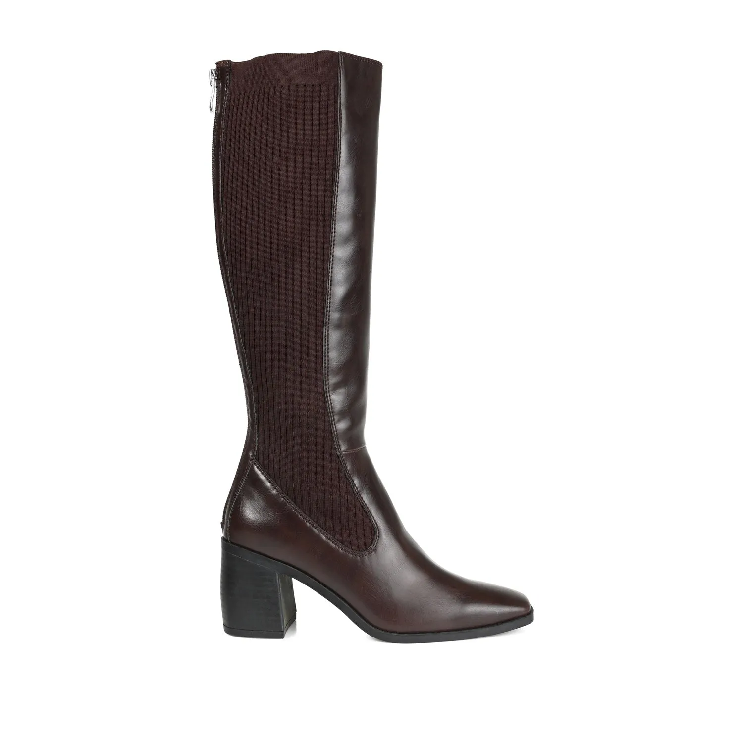 WINNY KNEE HIGH BOOTS IN VEGAN LEATHER Low Heel Pointed Toe Boots