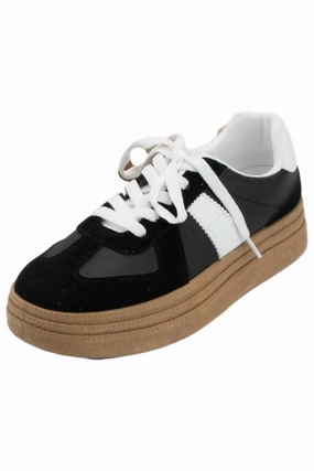 Women's Galvin Platform Sneakers In Black/white All Day Standing And Walking Sneakers Healthcare