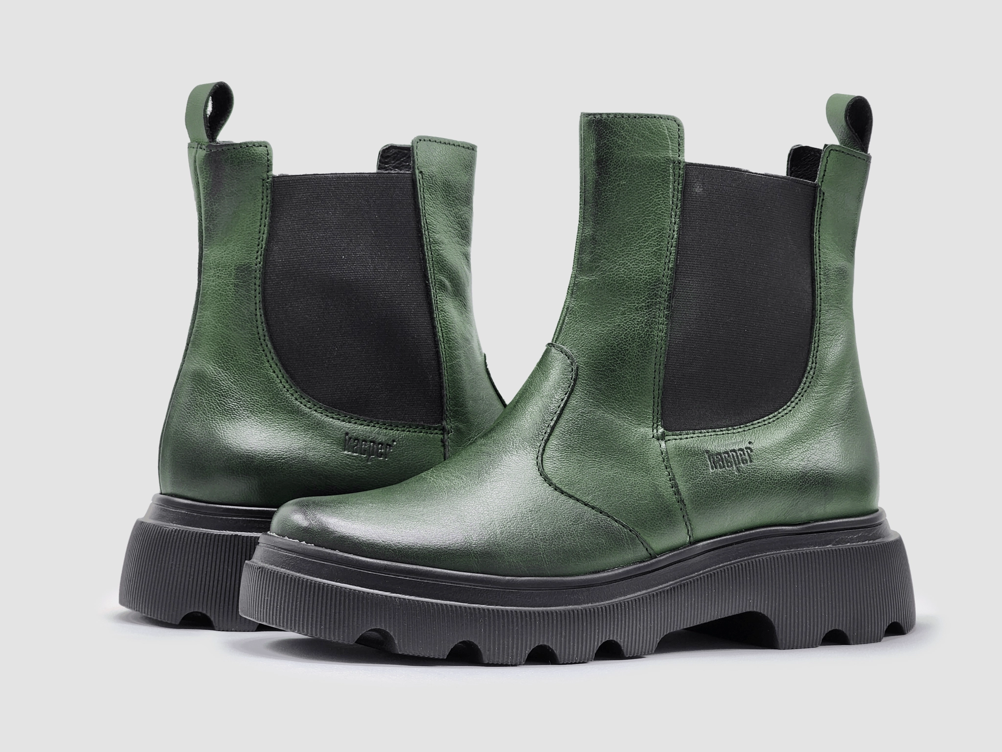 Slay The House Down Boots Women's Modern Insulated Zip-Up Chelsea Leather Boots - Green