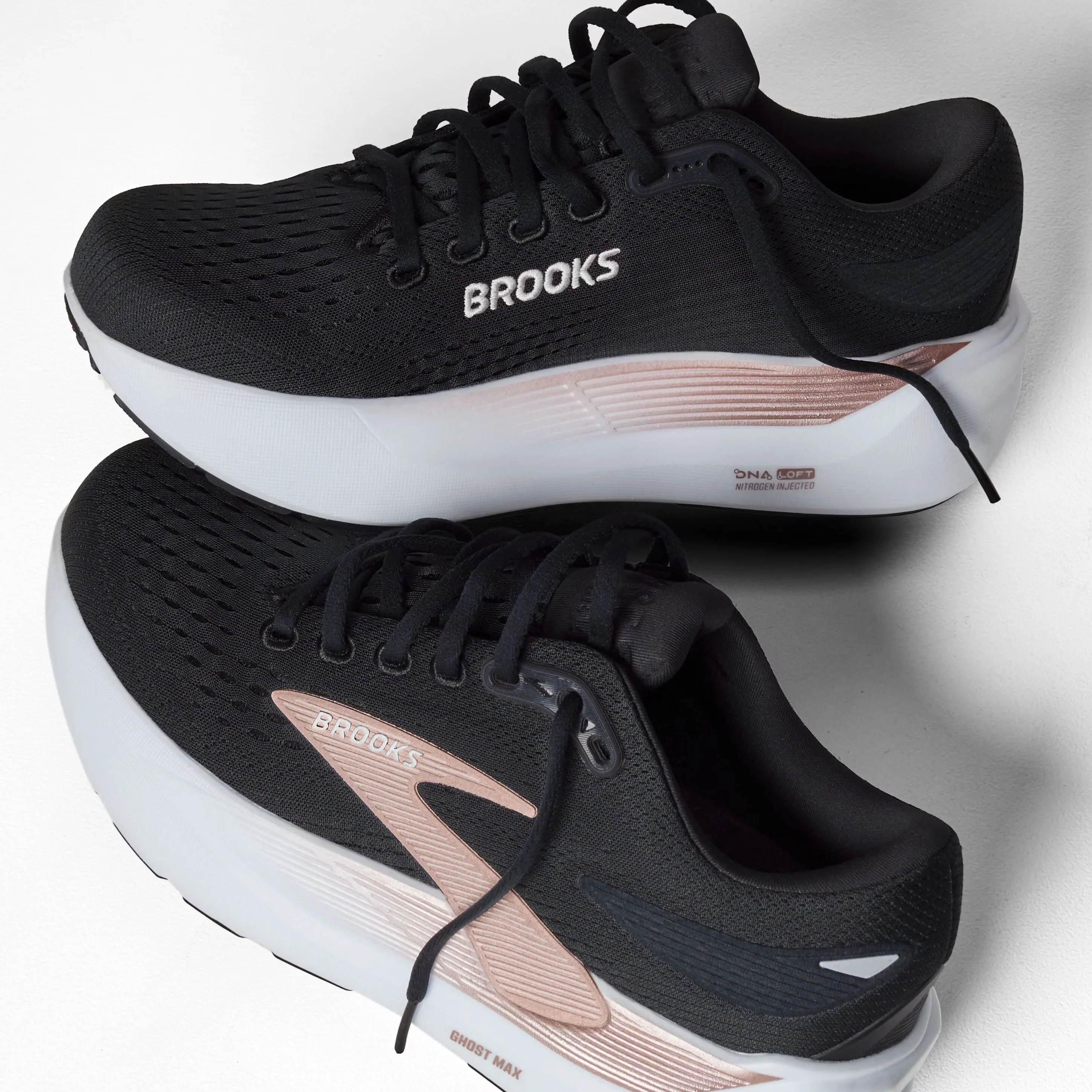 Top Waterproof Running Shoes Women's Brooks Ghost Max 3 Black Rose Gold