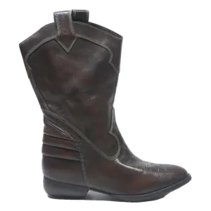 Womens Brown Leather Ankle Boots UK 3.5 Western Style Comfortable Casual Wear Rocky Mountain Boots