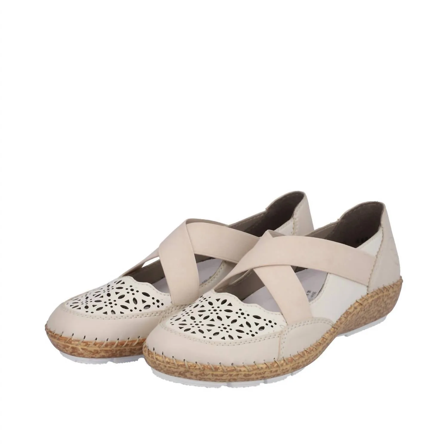 Mesh Ballet Flat Shoes Women's Cindy 53 Flat Shoes In Perle/offwhite