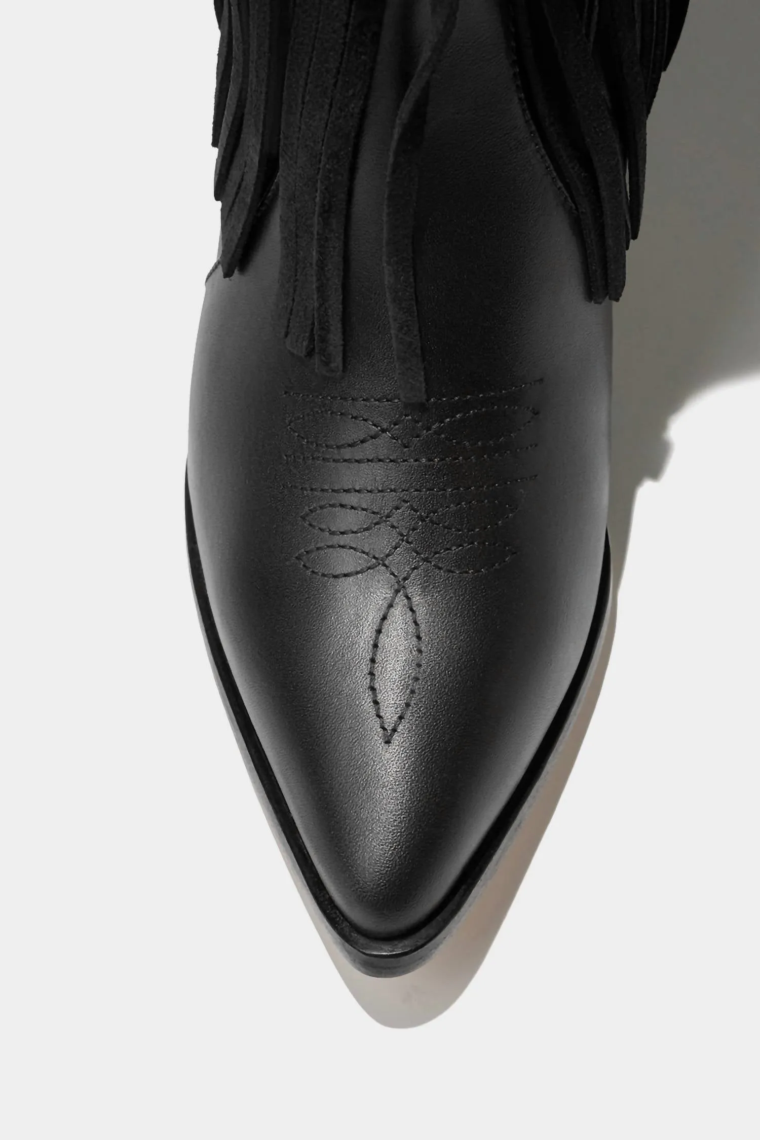 Women's Leather Fringe Boots In Black Boots Lace Up Heels