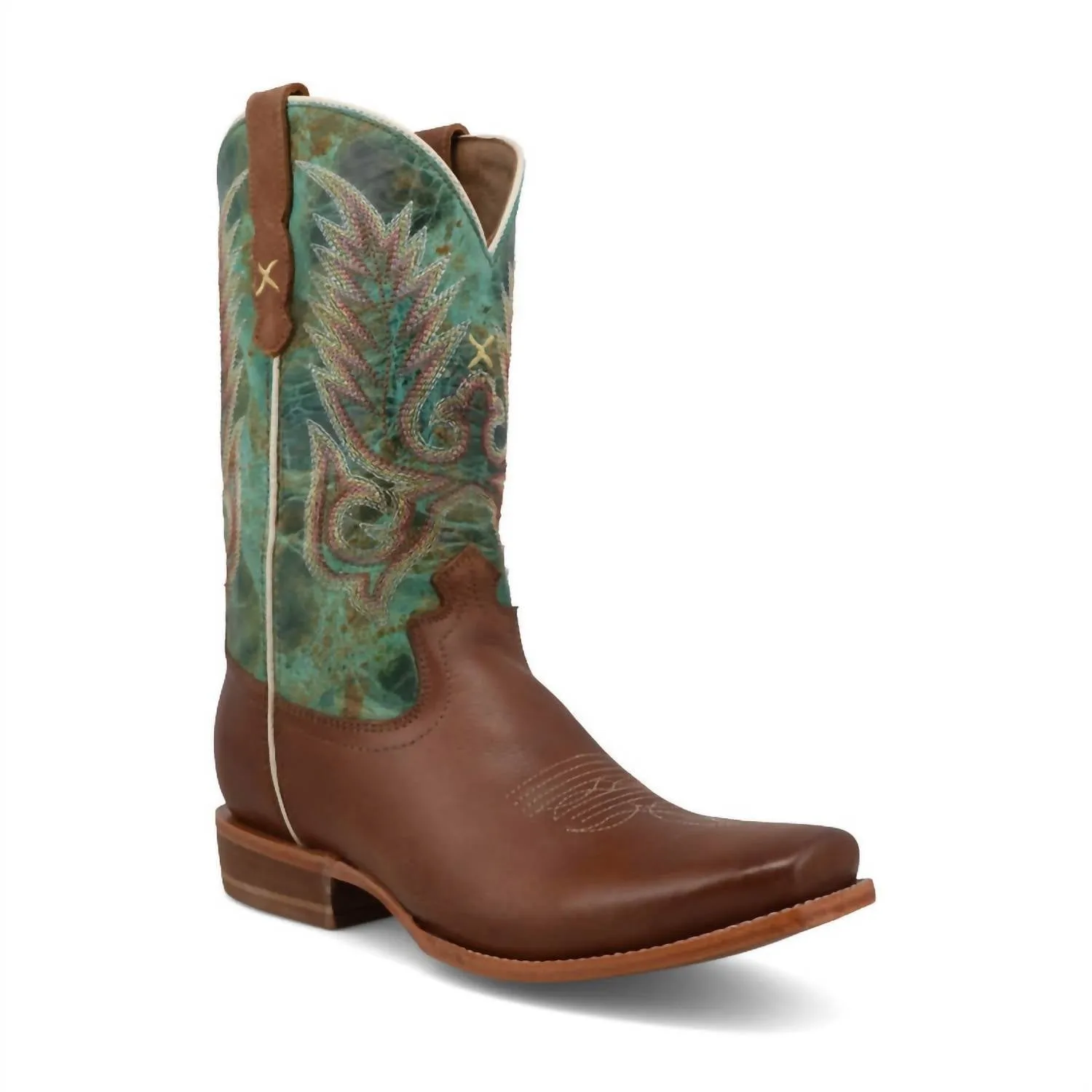 Women's Rancher Boots In Ginger & Distressed Turquoise Caulk Boots