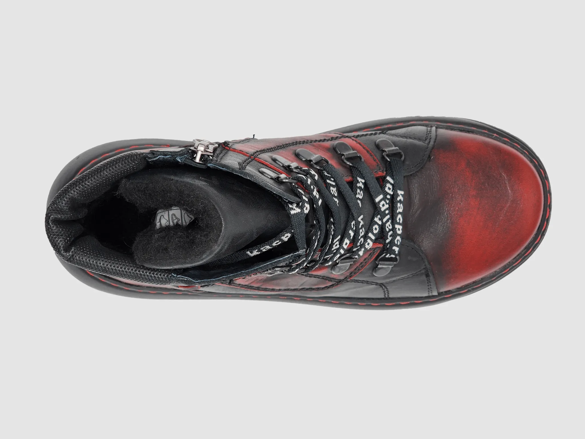 Women's Retro Thick Wool-Lined Leather Boots - Black & Red Blue Suede Boots