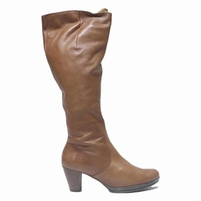 Flat Knee Boots GABOR Womens Brown Leather Knee High Heeled Boots UK 5.5 Elegant Stylish Leather