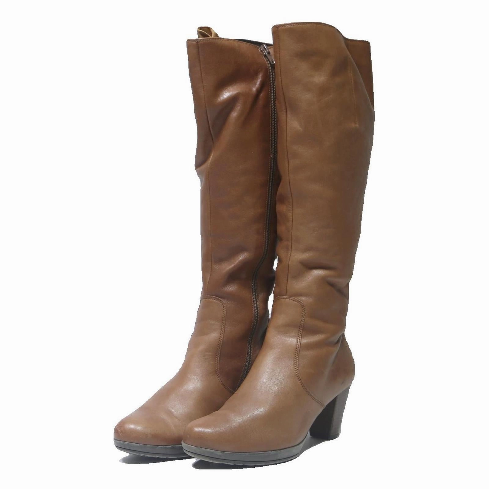 GABOR Womens Brown Leather Knee High Heeled Boots UK 5.5 Elegant Stylish Leather Dan Post Cowgirl Boots