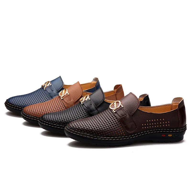 2017 Spring/Summer New Men Leather Shoes Fashion Comfort Loafers Shoes For Men Designer Shoes Casual Breathable Mens Shoes Derby Loafers