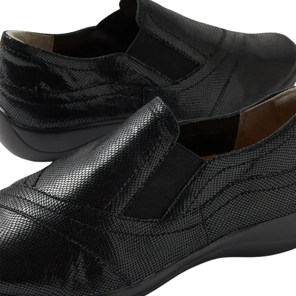 Ziera Java Black Lizard Slip-On (Women's) Loafers Slip Ons