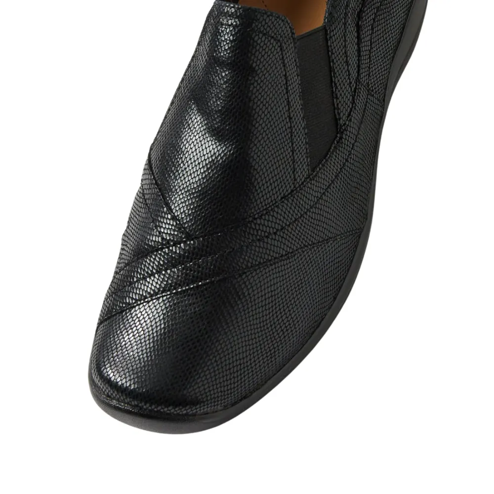 Ziera Java Black Lizard Slip-On (Women's) Slip-on Orthopedic Shoes