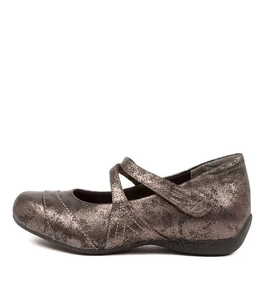 Ziera Shoes Women's Xray Mary Jane Flat - Pewter Metal Leather Union Loafers Café And Bread Bakery
